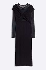 River Island Black Mesh Mix Long Sleeve Midi Dress - Image 5 of 6