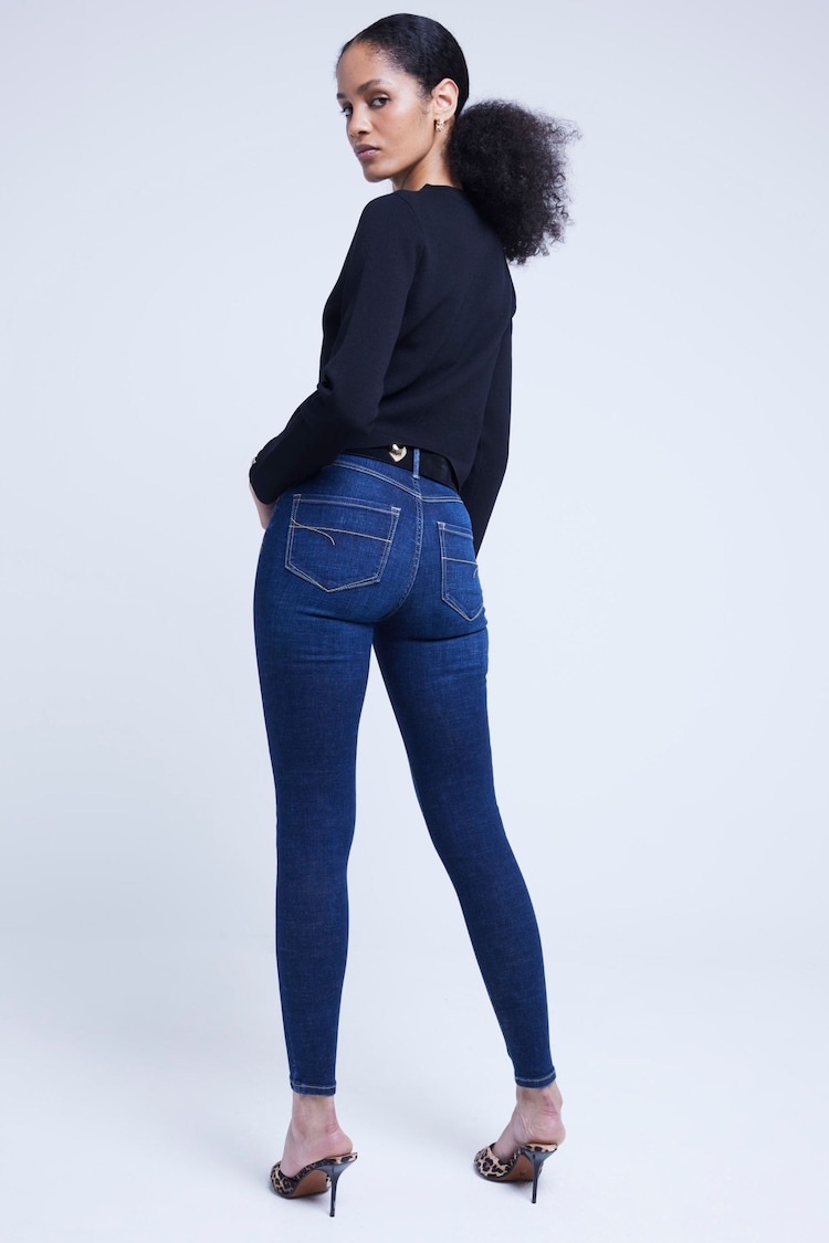 River Island Blue Mid Rise Bum Sculpt Skinny Jeans - Image 2 of 4