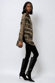 Religion Natural Oversized Long Line Flash Shirt with Tassle details - Image 6 of 6