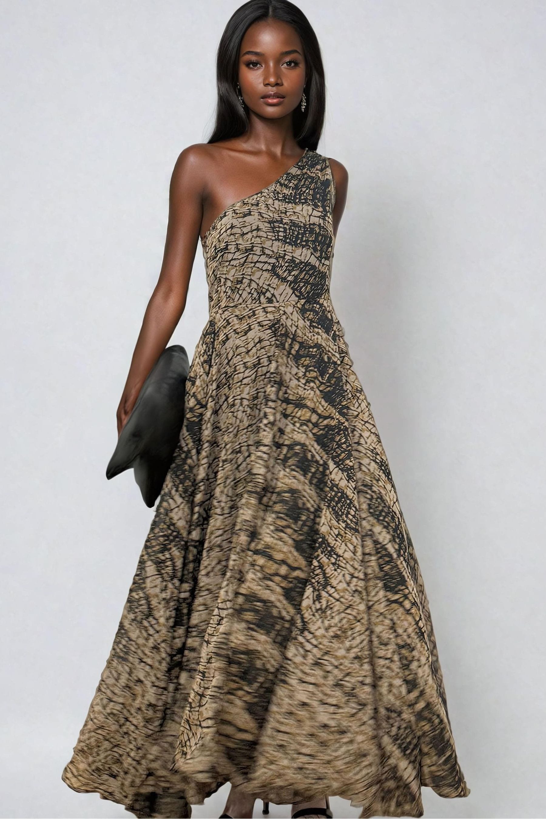 Buy Religion Brown Signature One Shoulder Maxi Dress With Full Multi Layered Skirt from the Next UK online shop