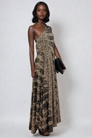 Religion Brown Signature One Shoulder Maxi Dress With Full Multi Layered Skirt - Image 3 of 6