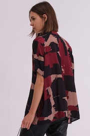 Religion Black Cluster Blouse In Abstract Print With Neck Tie - Image 3 of 6