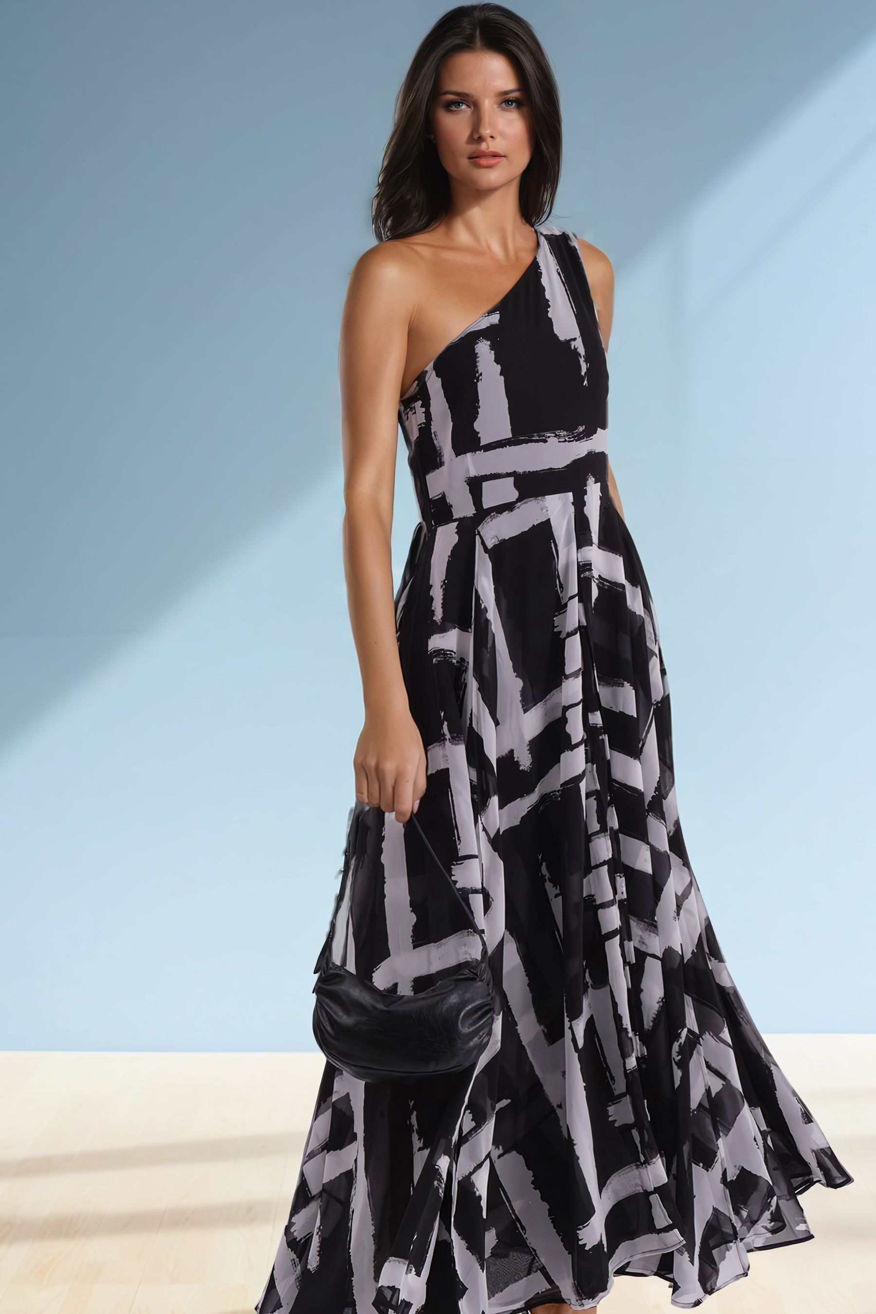 Buy Religion Black Signature One Shoulder Maxi Dress With Full Multi Layered Skirt from Next Luxembourg