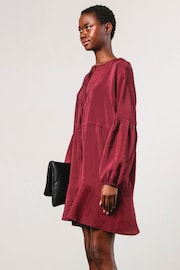 Religion Red Mini Twist Dress In Deep Burgundy With Tie Waist And Neck Tie - Image 5 of 6