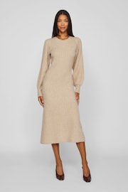 VILA Brown Long Sleeve Rib Knitted Maxi Dress - Image 2 of 7