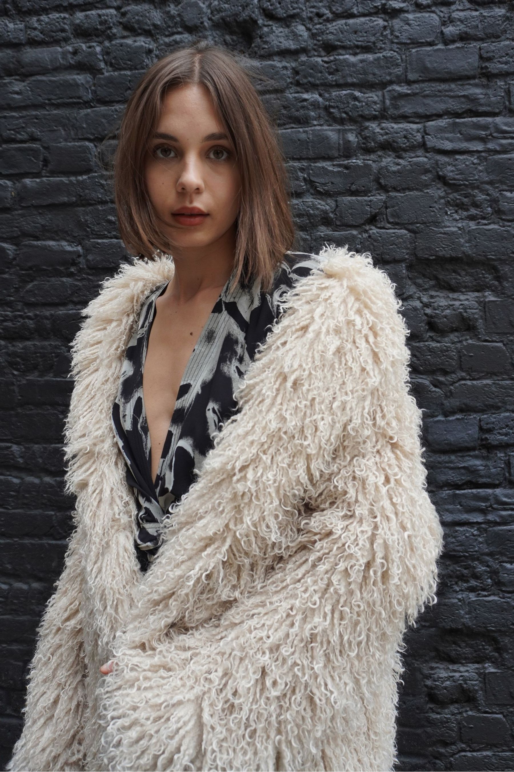 Religion faux fur coat online