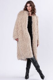 Religion Cream Long Haired Maxi Serenity Fur Coat in Shaggy Soft Faux Fur - Image 5 of 6