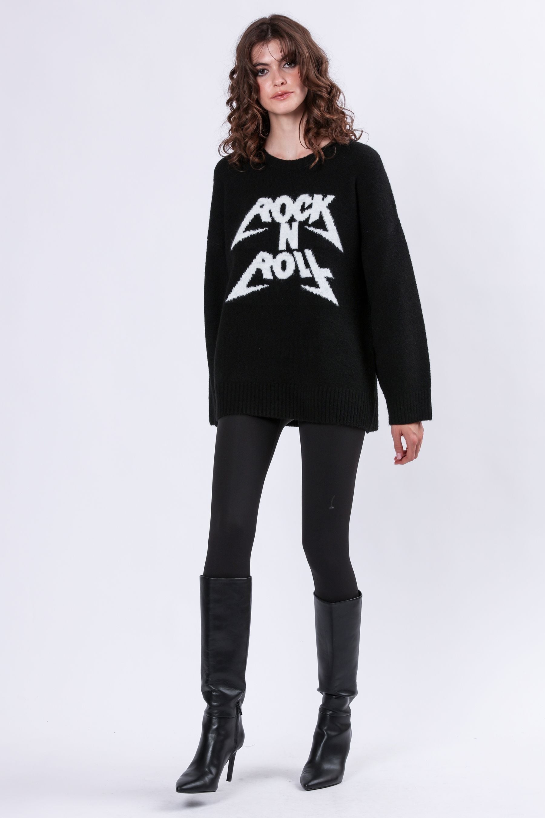 Buy Religion Black Oversized Rock N Roll Lightning Bolt Jumper in Soft Yarn from the Next UK online shop