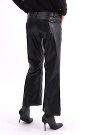 Religion Black Nebula Faux Leather Boot Cut Trousers in Matt Finish - Image 2 of 6