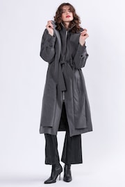 Religion Grey Spirit Maxi Trench Coat With Draped Double Layer And Belt - Image 4 of 6