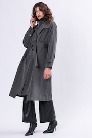 Religion Grey Spirit Maxi Trench Coat With Draped Double Layer And Belt - Image 5 of 6