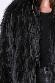 Religion Black Long Haired Maxi Serenity Fur Coat in Shaggy Soft Faux Fur - Image 6 of 6