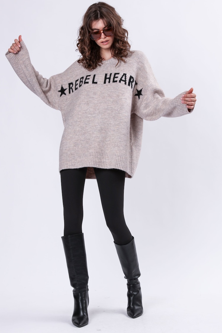 Religion Nude Oversized Rebel Heart Jumper with Stars - Image 1 of 6