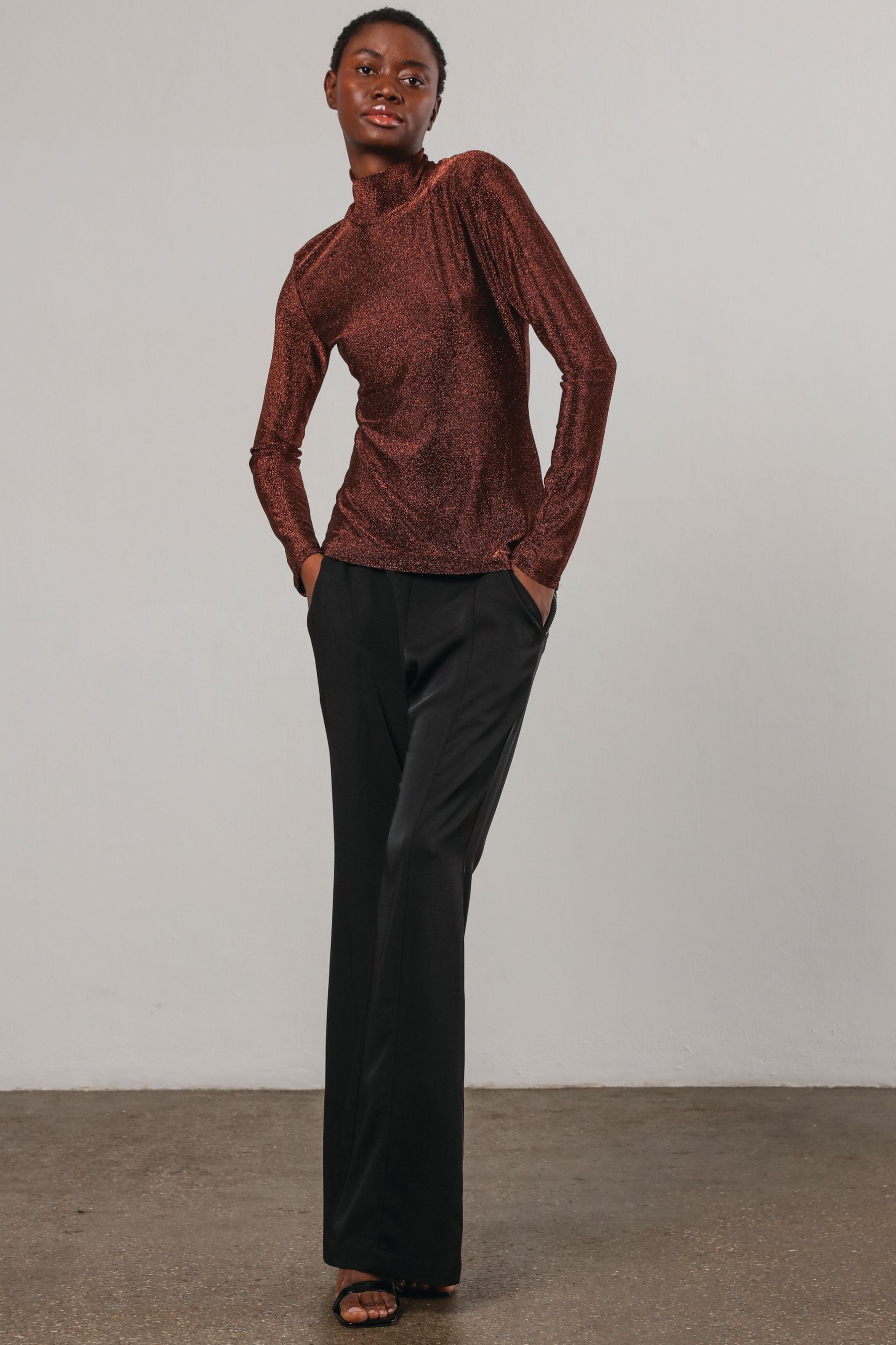 Metallic roll neck cheap