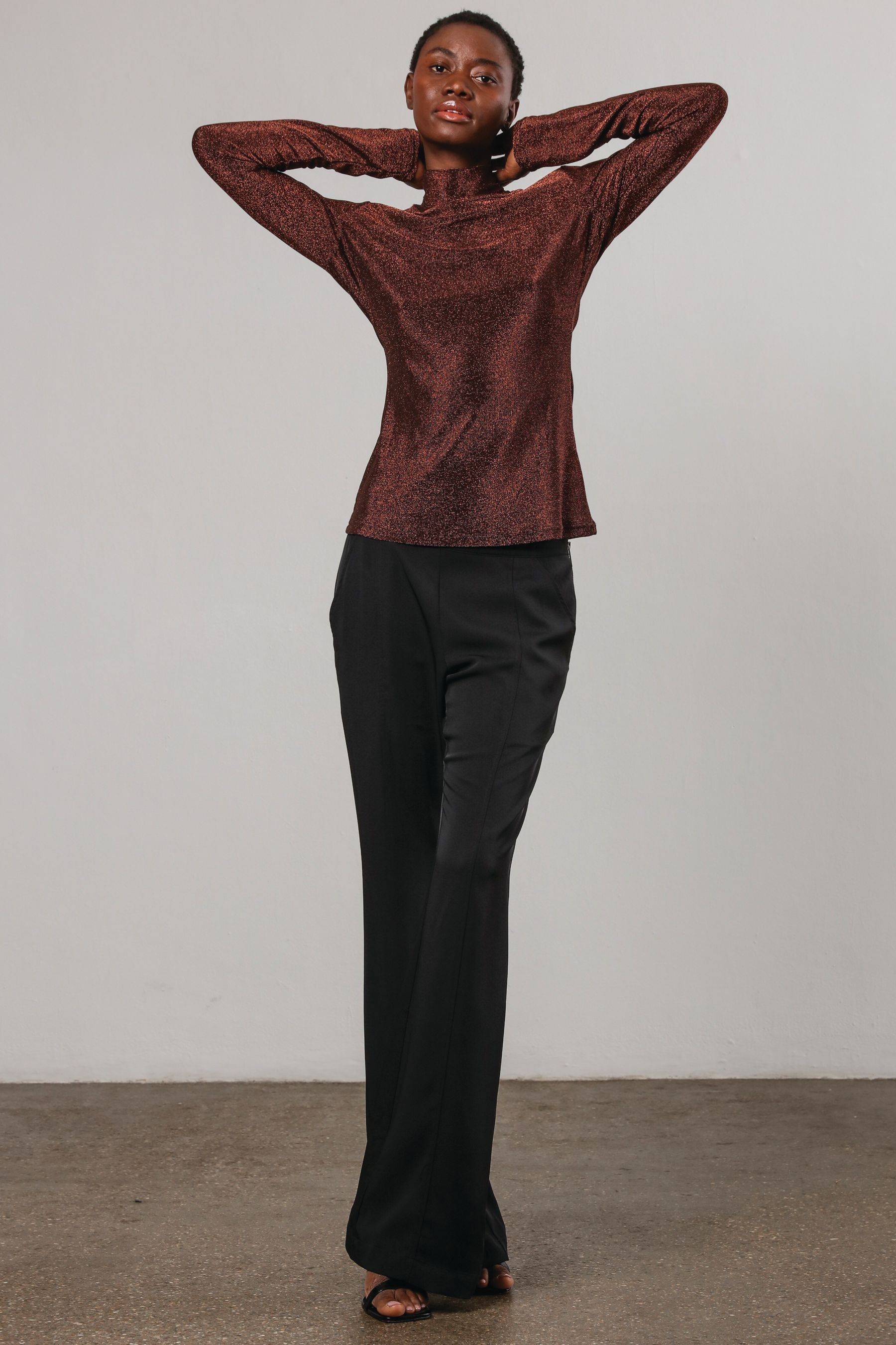 Buy Religion Metallic Force Long Sleeve Sparkle Roll Neck Top from Next Luxembourg