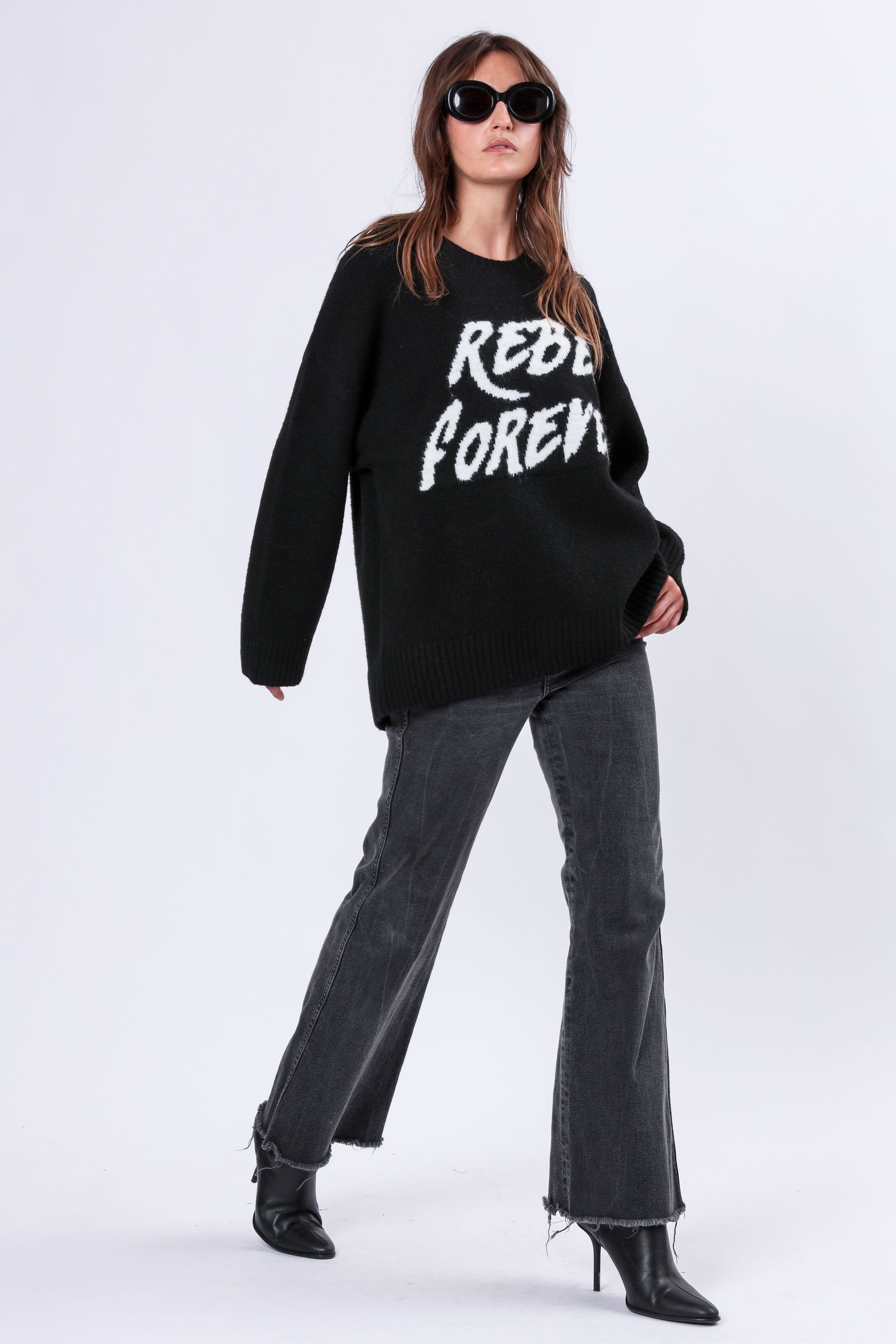 Buy Religion Black Oversized Rebel Forever Jumper in Soft Yarn from the Next UK online shop