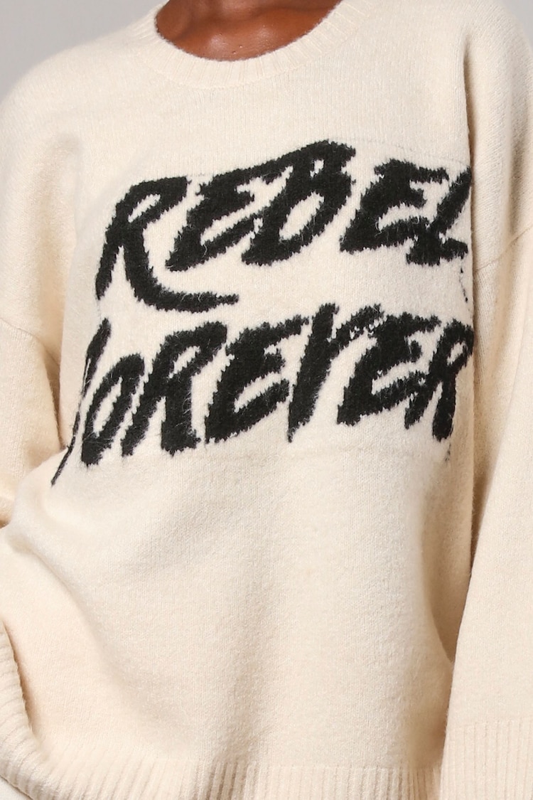 Religion Cream Oversized Rebel Forever Jumper in Soft Yarn - Image 8 of 8