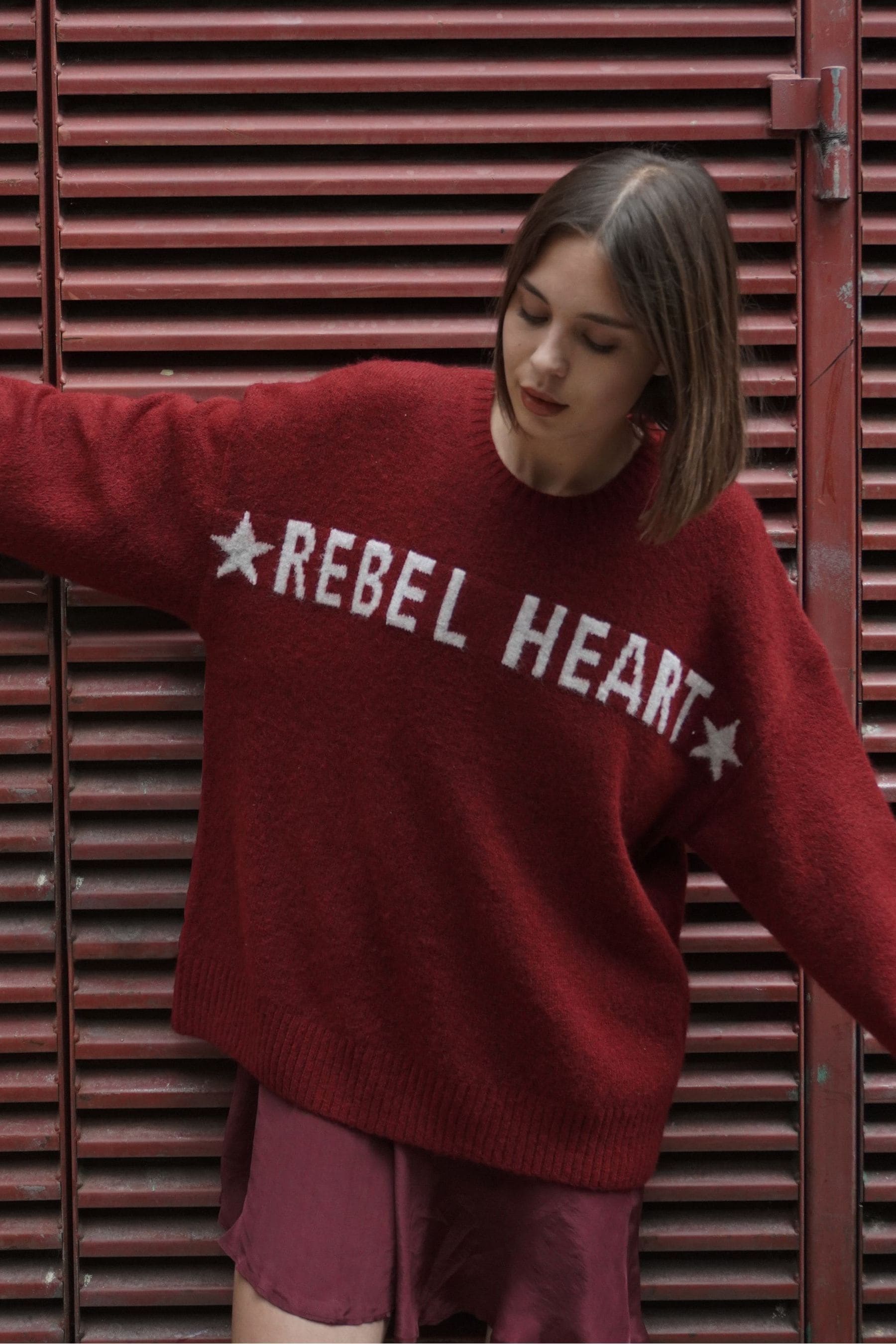 Buy Religion Red Oversized Rebel Heart Jumper with Stars from Next Luxembourg