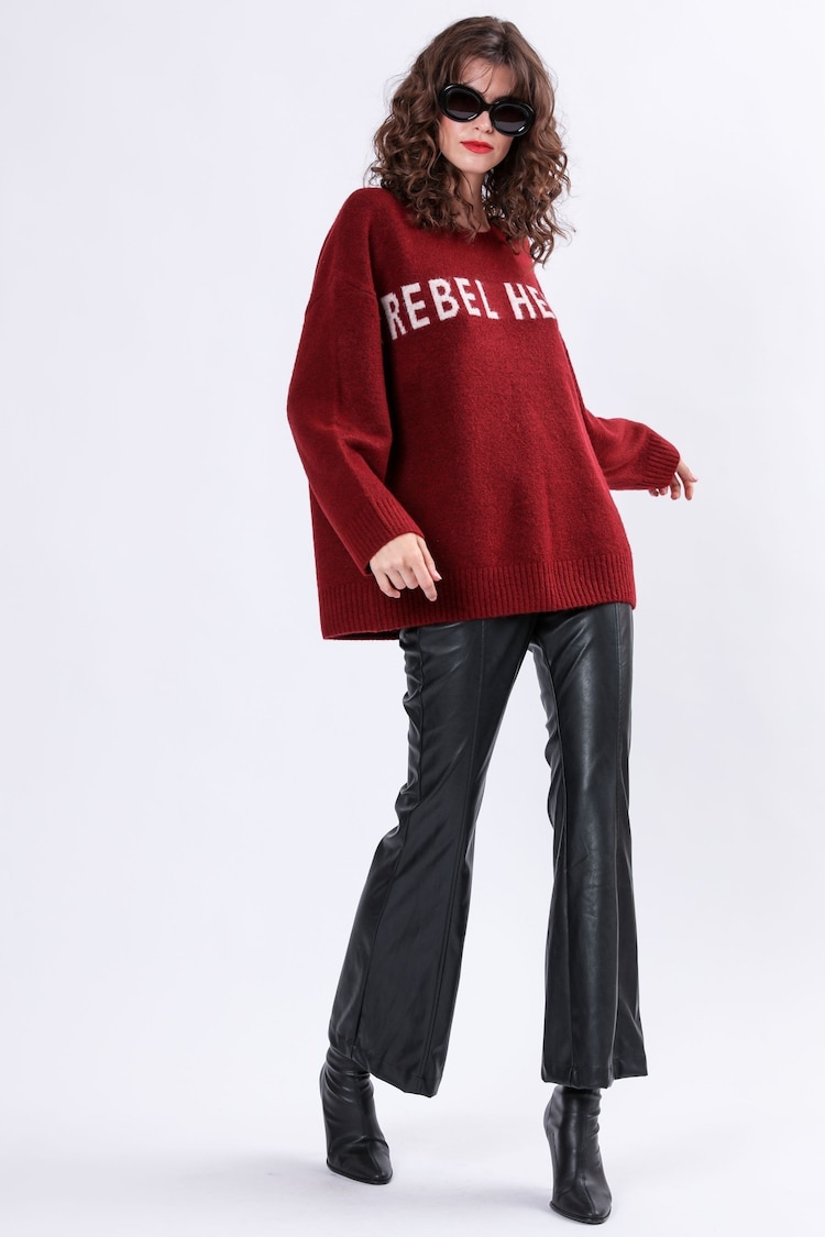 Religion Red Oversized Rebel Heart Jumper with Stars - Image 2 of 6