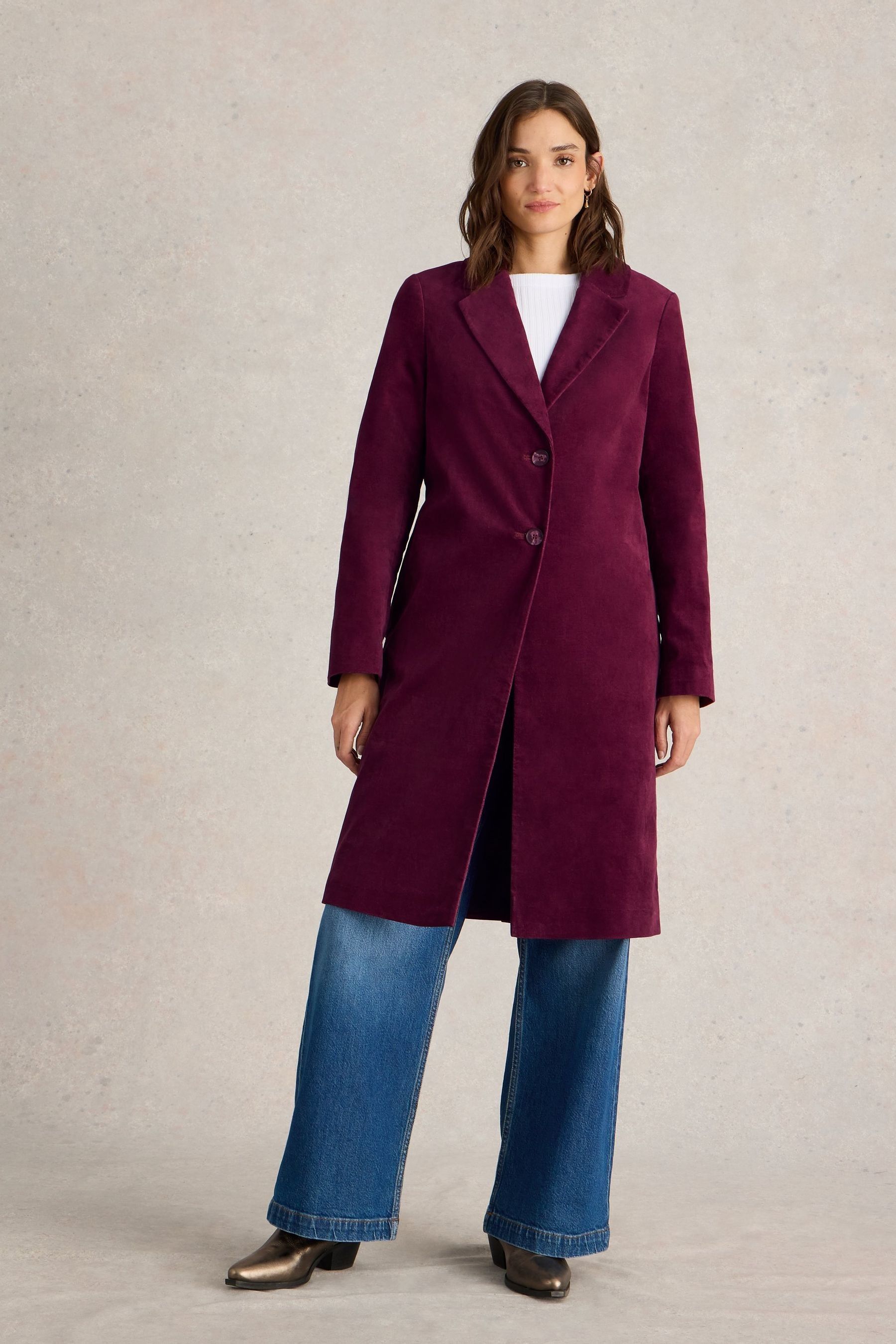 Buy White Stuff Purple Velvet Kamila Coat from the Next UK online shop