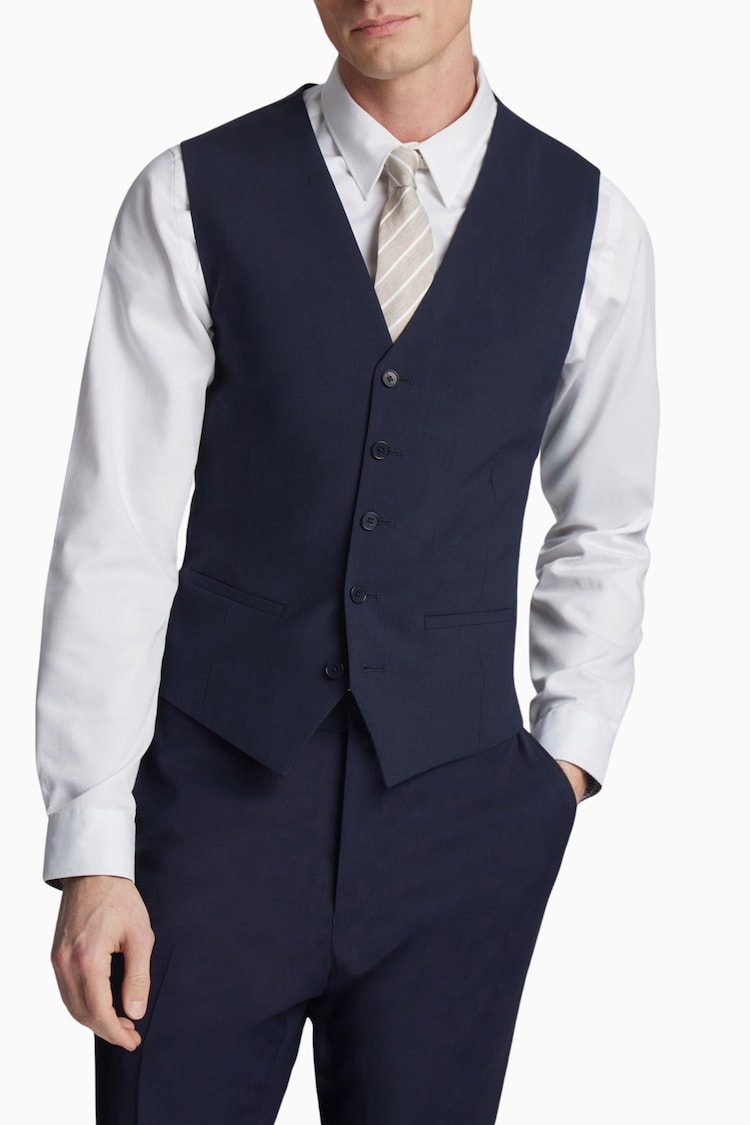 Ted Baker Tailoring Blue Premium Panama Reg Waistcoat - Image 1 of 2