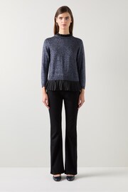 LK Bennett Black Mary Pleated Detail Knit Jumper - Image 1 of 3