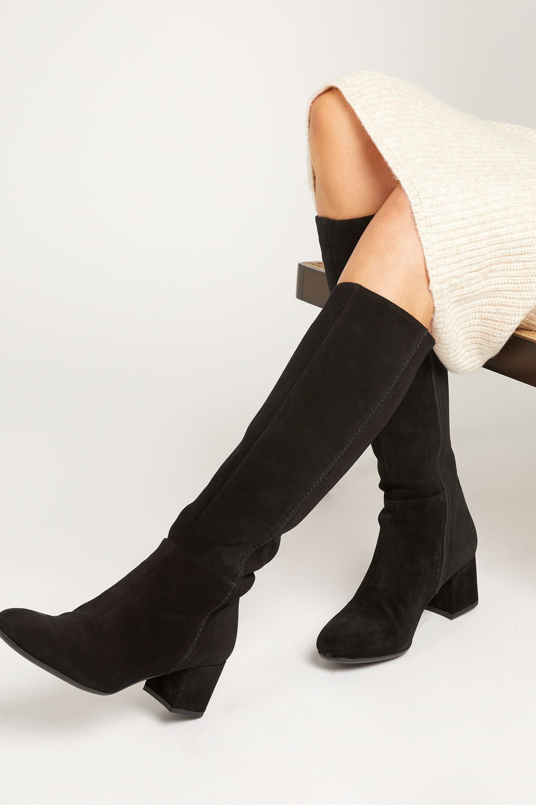 Black knee high boots slim calf deals