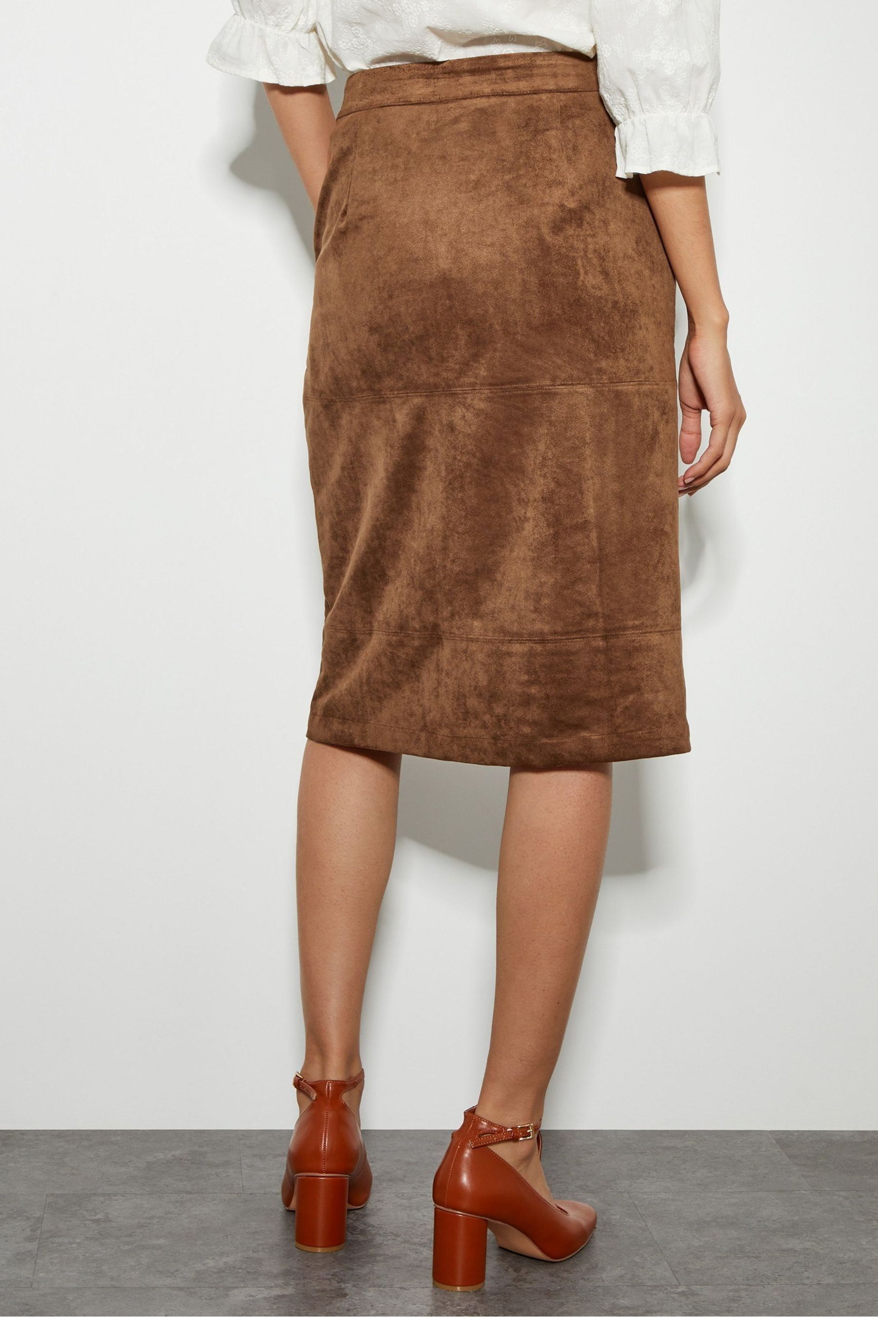 Monsoon Brown Amber Suedette Pencil Skirt