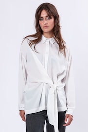 Religion White Tie Front Prodigy Shirt In Crisp Crepe With Stud Details - Image 3 of 7