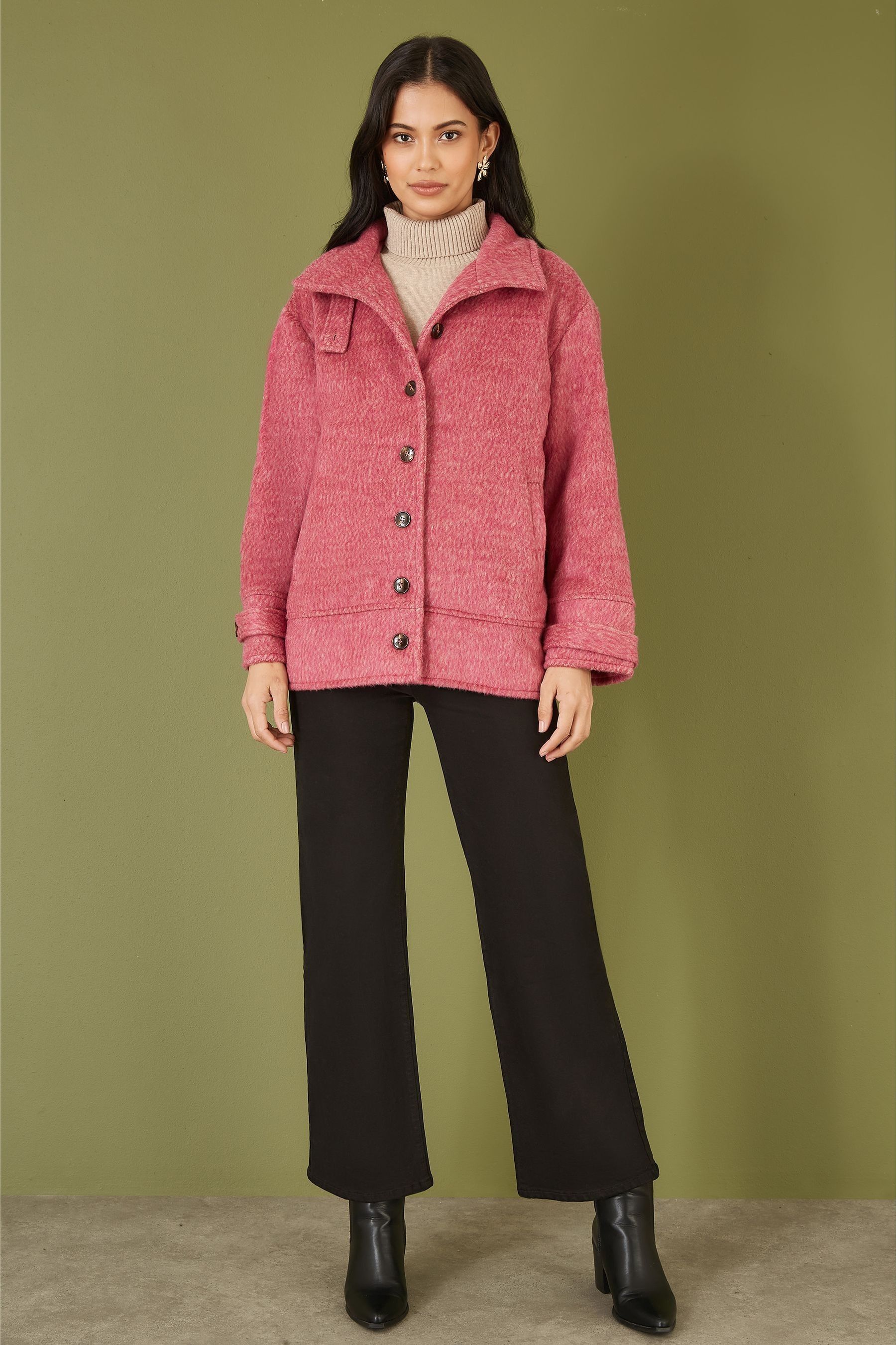 Pink button up jacket shop