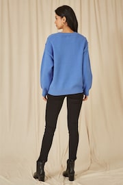 Yumi Blue Heart Knit Relaxed Jumper - Image 4 of 5