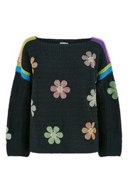 Yumi Black Crochet Flower Jumper - Image 5 of 5