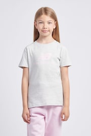 New Balance Grey Girls Stacked Logo T-Shirt - Image 1 of 8