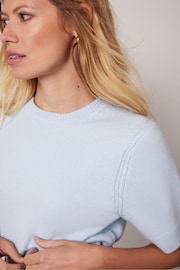 Mint Velvet Blue Wool Blend Knit T-Shirt - Image 6 of 9