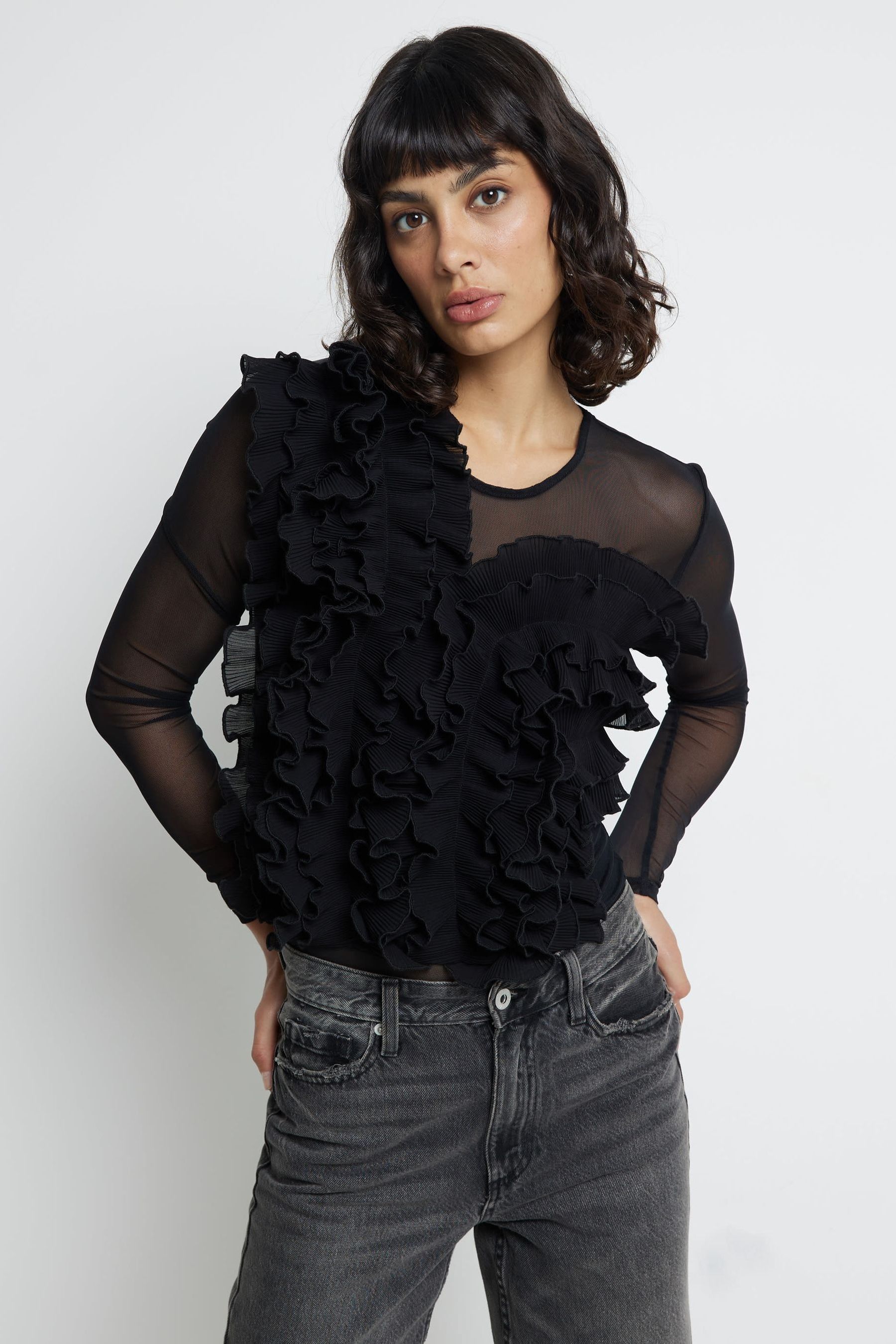 River island frill hoodie clearance