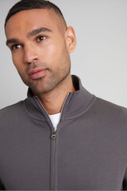 Threadbare Grey Funnel Quarter Zip Through Sweatshirt - Image 4 of 4