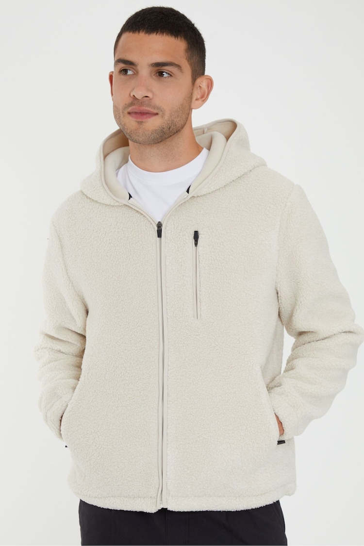 Threadbare Brown Zip Through Borg Hoodie - Image 1 of 5