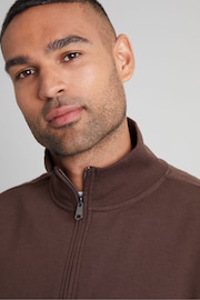 Threadbare Brown 1/4 Zip Neck Sweatshirt - Image 4 of 4