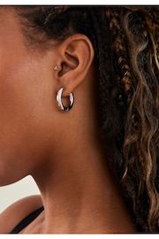 Accessorize Silver Tone Platinum Coated Stainless Steel Chunky Hoop Earrings - Image 3 of 3