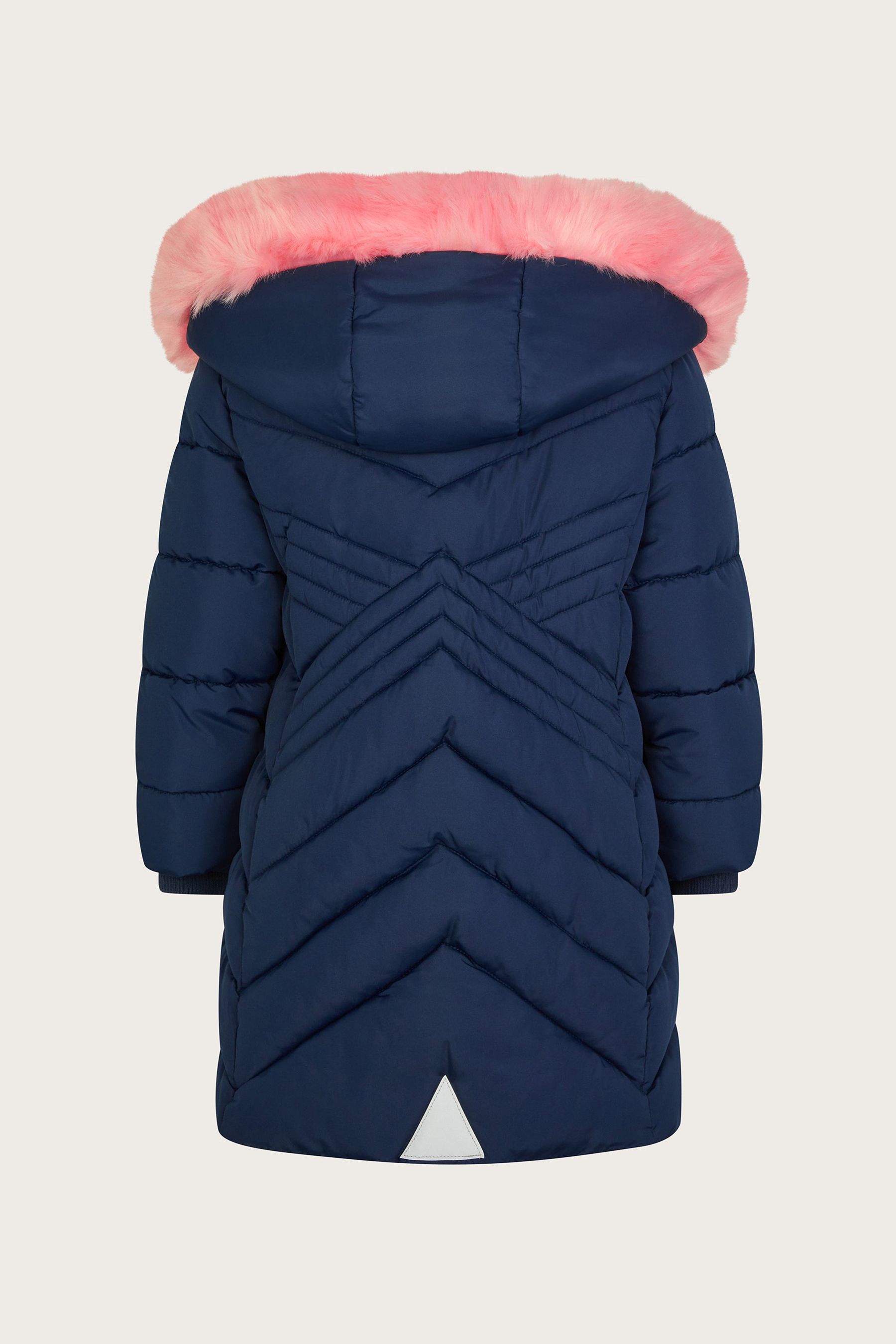 Buy Monsoon Blue Padded Faux Fur Trim Hood Coat from Next Oman