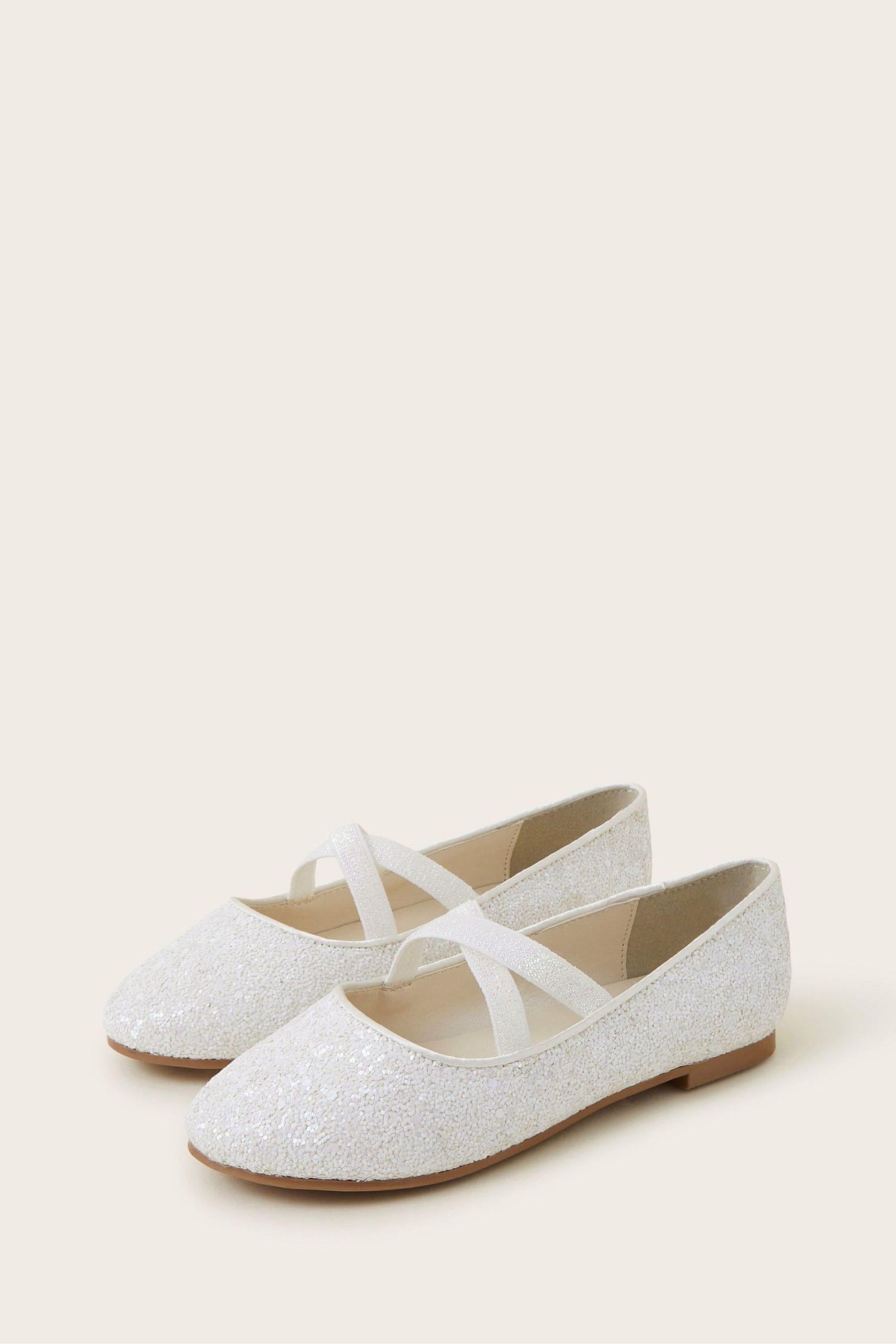 Buy Monsoon Natural Elasticated Glitter Ballerina Flats from Next Luxembourg