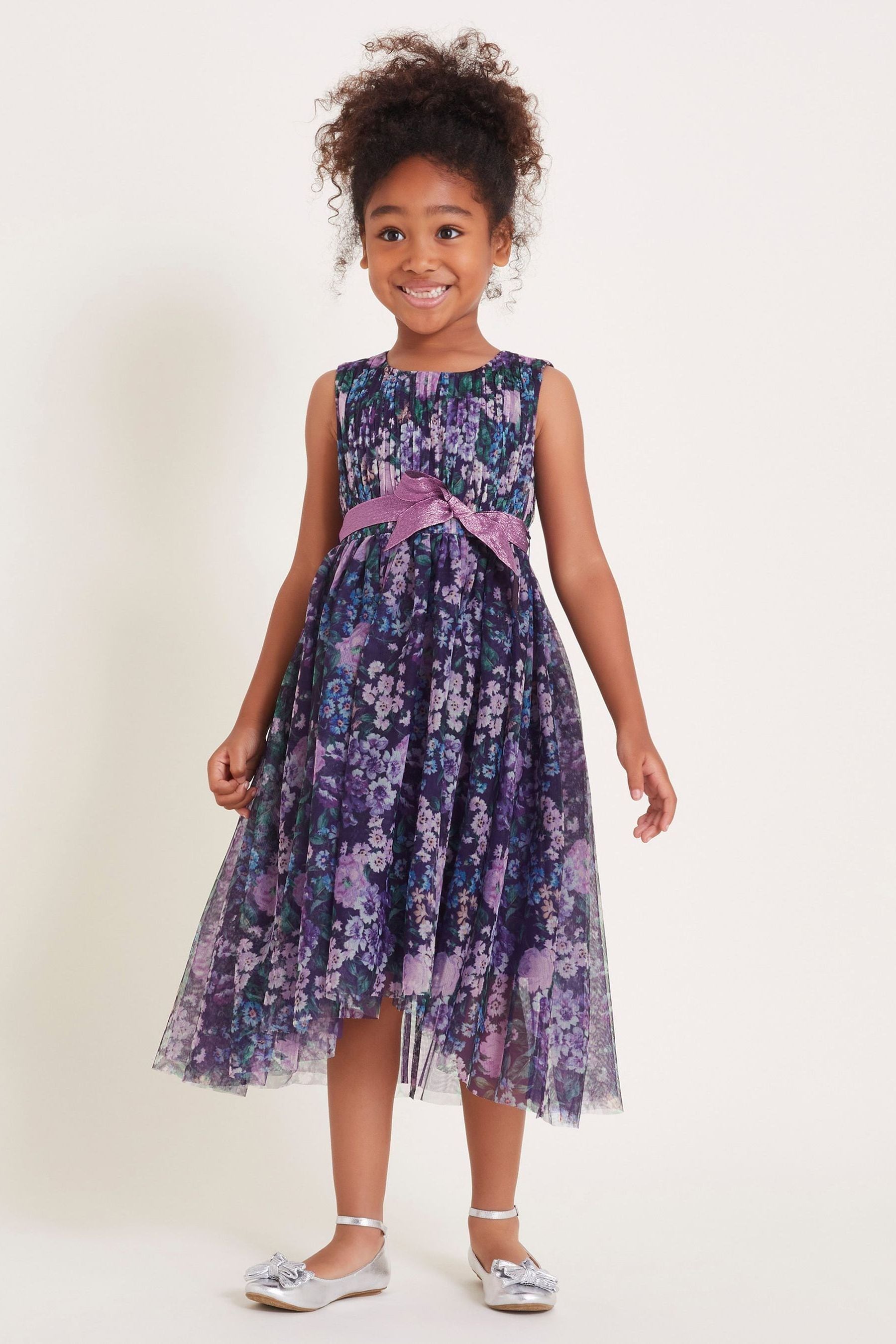 Buy Monsoon Purple Sleeveless Floral Mesh Dress from Next Pakistan