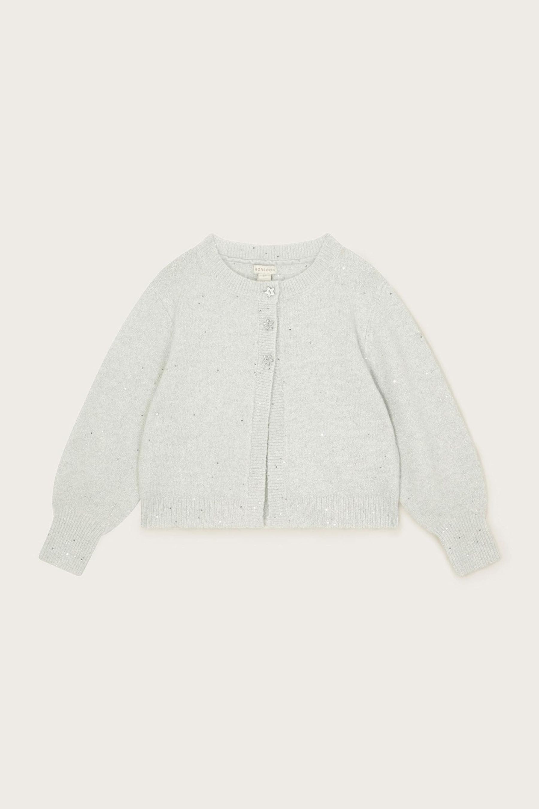 Buy Monsoon Silver Sequin Star Button Cardigan from Next Luxembourg