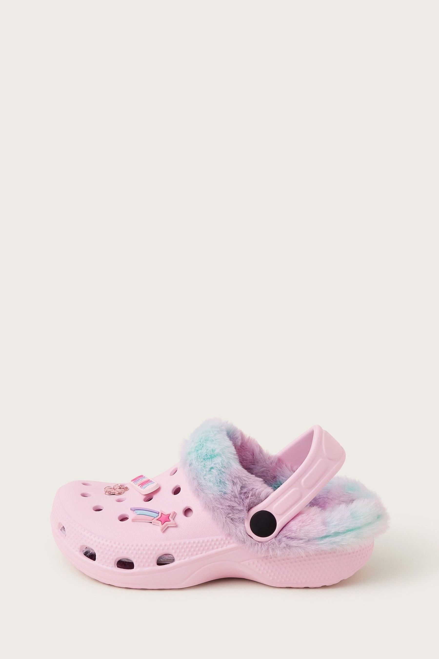 Monsoon Pink Dreamer Faux Fur Lined Rubber Clogs