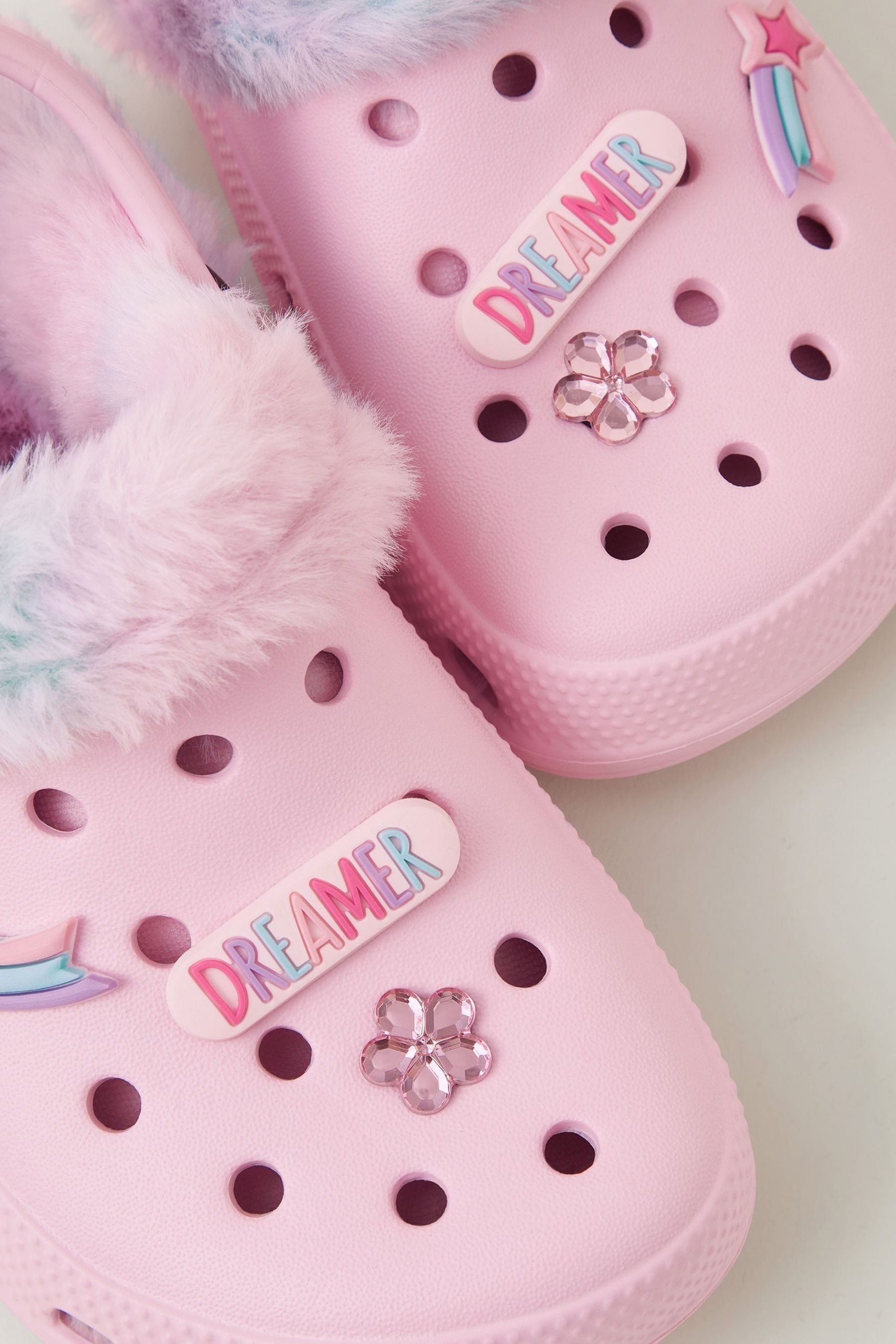 Buy Monsoon Pink Dreamer Faux Fur Lined Rubber Clogs from Next Czech Republic