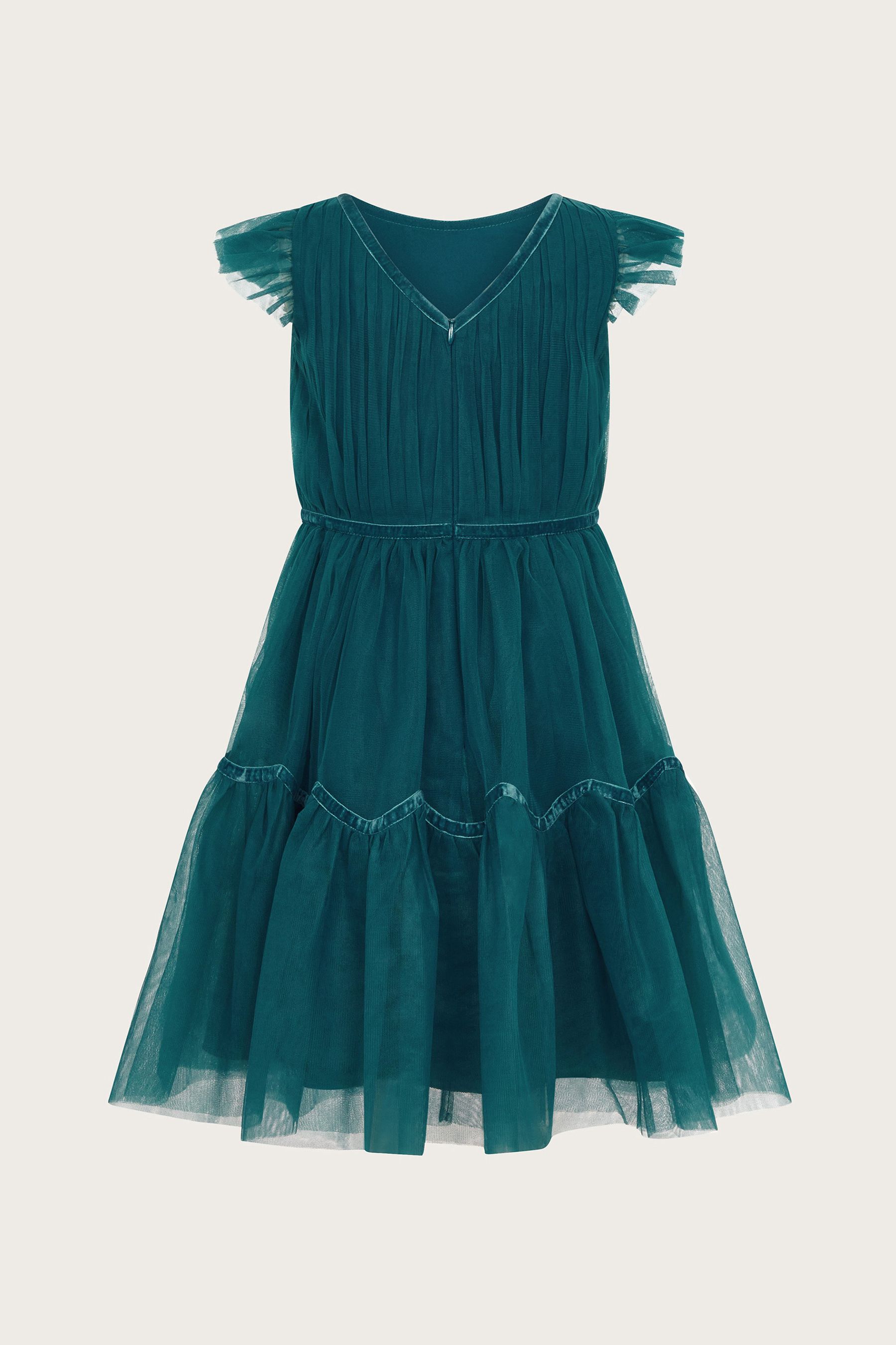 Buy Monsoon Green Charlize Flutter Sleeve Tulle Dress from Next United Arab Emirates