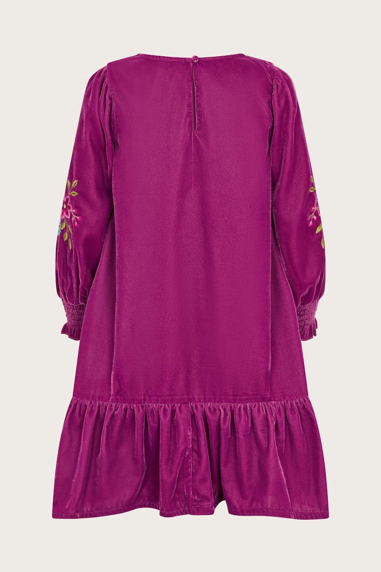 Monsoon Purple Embroidered Velvet Tunic Dress - Image 2 of 3