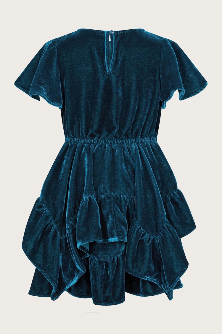 Monsoon Blue Gemstone Velvet Ruffle Dress - Image 2 of 3