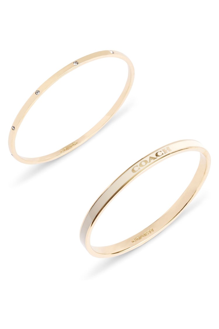 COACH Gold Tone Signature Duo Boxed Bangle Set - Image 2 of 3