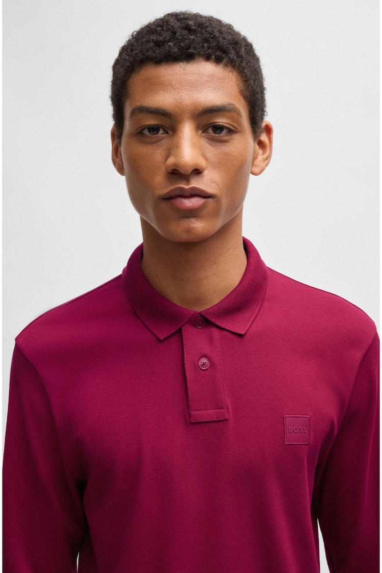 BOSS Red Slim Fit Logo Patch in Stretch Cotton Polo Shirt - Image 2 of 5